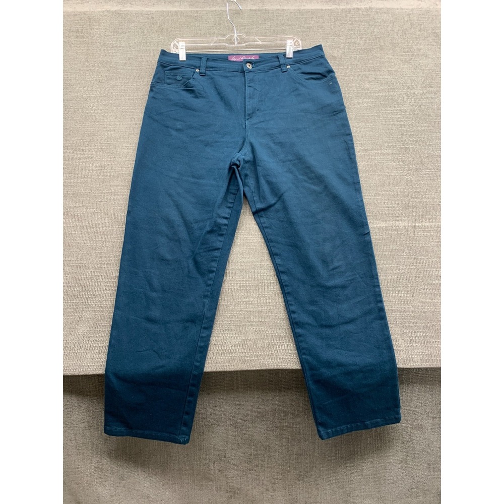 Gloria Vanderbilt Amanda Short Jeans Women 14MS Teal Cotton Stretch Straight Leg